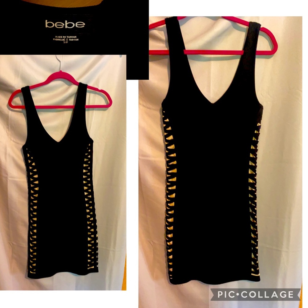 Bebe black-nude bodycon dress